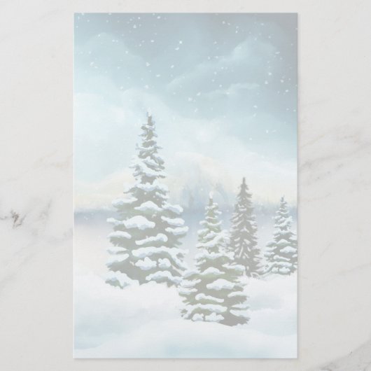 Landschaftlich Winter Wonderland Aquarellmalerei Briefpapier (Vorderseite)