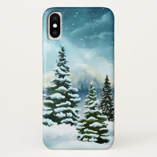 Landschaftlich Winter Wonderland Aquarellmalerei Case-Mate iPhone Hülle (Rückseite)