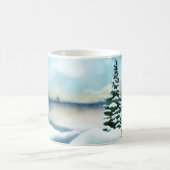 Landschaftlich Winter Wonderland Aquarellmalerei Kaffeetasse (Mittel)