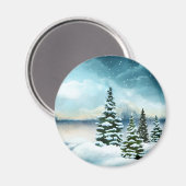 Landschaftlich Winter Wonderland Aquarellmalerei Magnet (Vorderseite/Rückseite)