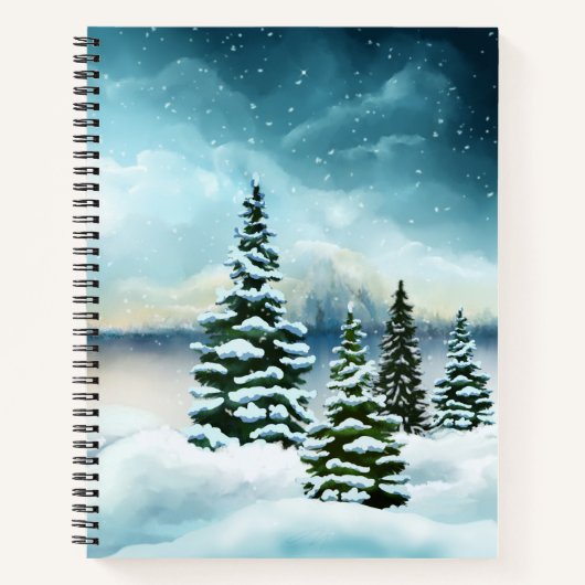 Landschaftlich Winter Wonderland Aquarellmalerei Notizblock (Vorderseite)