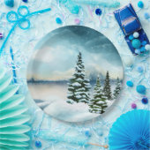 Landschaftlich Winter Wonderland Aquarellmalerei Pappteller (Party)