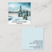 Landschaftlich Winter Wonderland Aquarellmalerei Quadratische Visitenkarte (Vorne/Hinten)