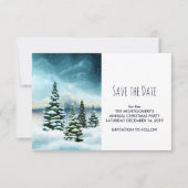 Landschaftlich Winter Wonderland Aquarellmalerei Save The Date (Vorderseite)
