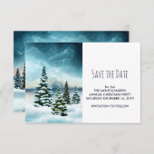 Landschaftlich Winter Wonderland Aquarellmalerei Save The Date (Vorne/Hinten)