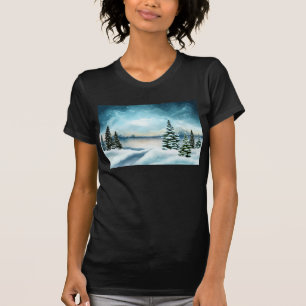 Landschaftlich Winter Wonderland Aquarellmalerei T-Shirt