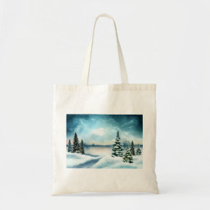 Landschaftlich Winter Wonderland Aquarellmalerei Tragetasche