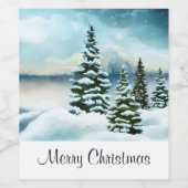 Landschaftlich Winter Wonderland Aquarellmalerei Weinetikett (Einzelnes Label)