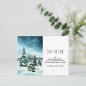 Landschaftlich Winter Wonderland Save the Date Was Postkarte (Stehend Vorderseite)