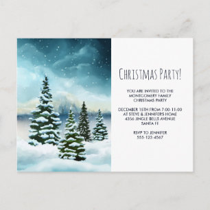 Landschaftlich Winter Wonderland Watercolor Party Postkarte
