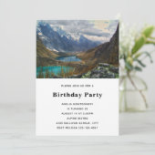 Landschaftliche Alpen Foto Geburtstag Einladung (Stehend Vorderseite)