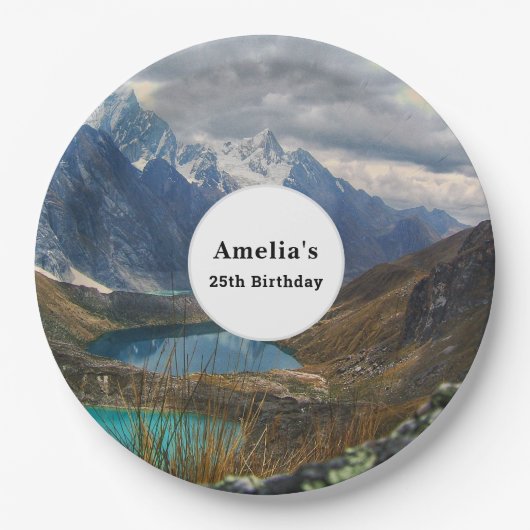 Landschaftliche Alpen Foto Geburtstag Pappteller (Vorderseite)