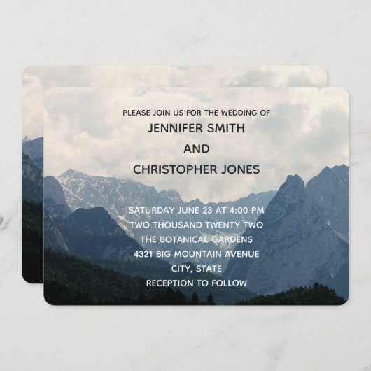 Landschaftliche Alpen Foto Hochzeit in der Natur Einladung (Vorne/Hinten)