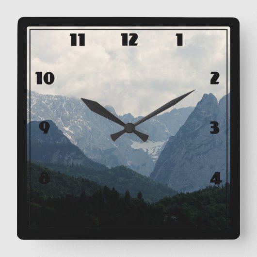 Landschaftliche Alpen Foto Quadratische Wanduhr (Vorderseite)