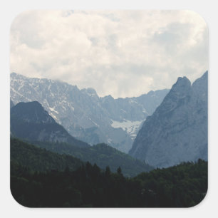 Landschaftliche Alpen Foto Quadratischer Aufkleber