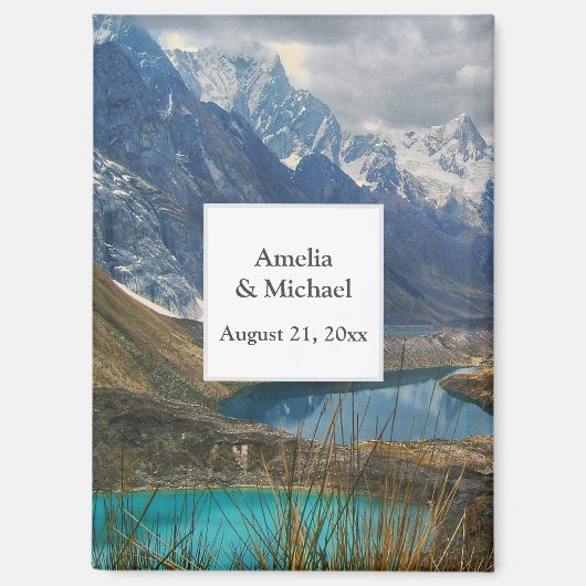 Landschaftliche Alpengebirge Hochzeit retten Datum Magnet (Vorderseite)