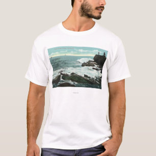 Landschaftliche Ansicht der Kap-Hütte des felsige T-Shirt