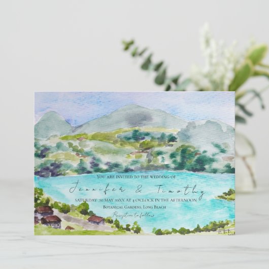 Landschaftliche Aquarellmalerei Schweiz Einladung (Stehend Vorderseite)