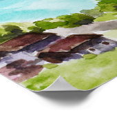 Landschaftliche Aquarellmalerei Schweiz Poster (Ecke)