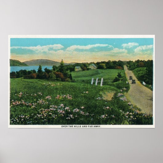 Landschaftliche Aussicht auf das Land, über die Hü Poster (Vorne)