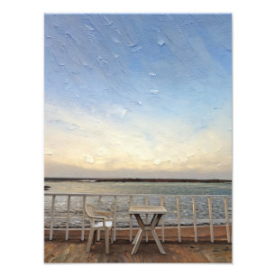Landschaftliche Aussicht aufs Meer mit Stuhl und T Fotodruck