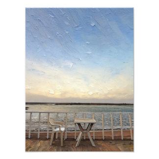 Landschaftliche Aussicht aufs Meer mit Stuhl und T Fotodruck