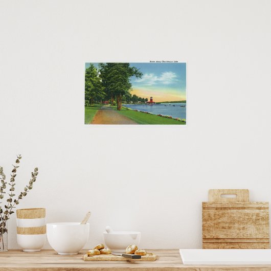 Landschaftliche Aussicht entlang des Sees Poster (Küche)