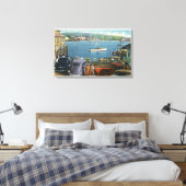 Landschaftliche Aussicht von Wharf aus, Boote und  Leinwanddruck (Insitu (Schlafzimmer))