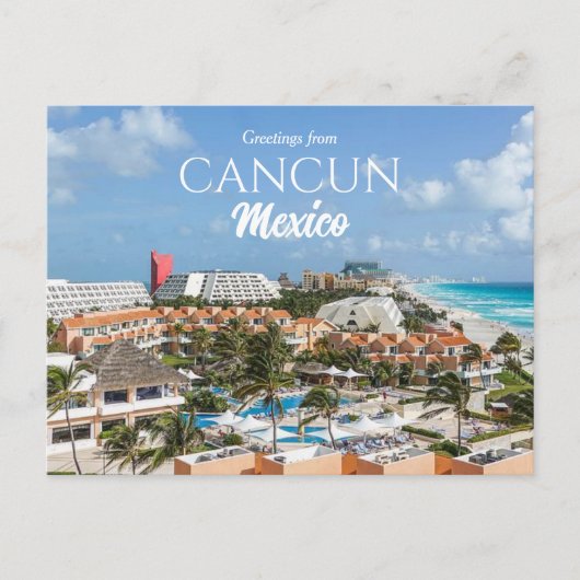 Landschaftliche Beach Greetings aus Cancun Mexiko Postkarte (Vorderseite)
