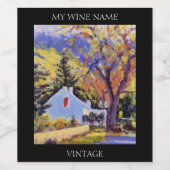 Landschaftliche Berghütte Weinetikett (Einzelnes Label)