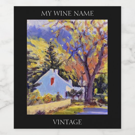 Landschaftliche Berghütte Weinetikett (Einzelnes Label)