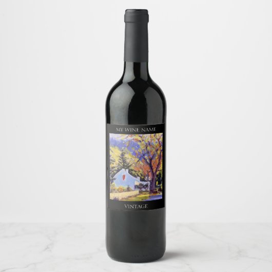 Landschaftliche Berghütte Weinetikett (Vorderseite)