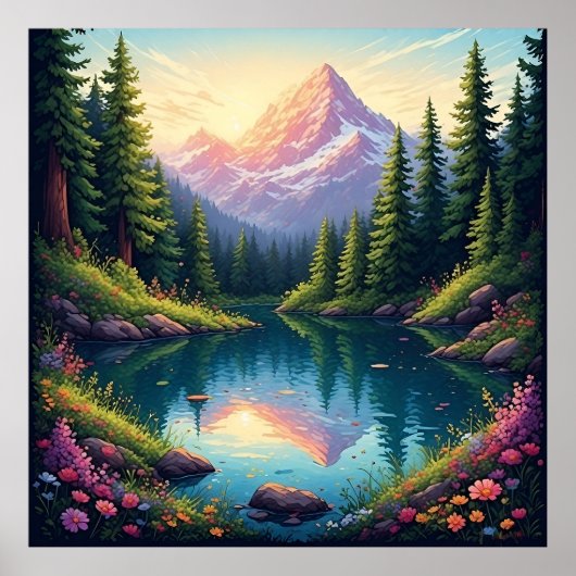 Landschaftliche Berglandschaft am Lago Maggiore Poster (Vorne)