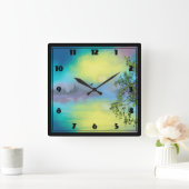 Landschaftliche Bergsee Landschaft Quadratische Wanduhr (Zuhause)
