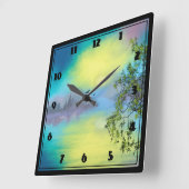 Landschaftliche Bergsee Landschaft Quadratische Wanduhr (Winkel)