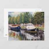 Landschaftliche Brügge Bootsszene mit farbenfrohen Postkarte (Vorne/Hinten)