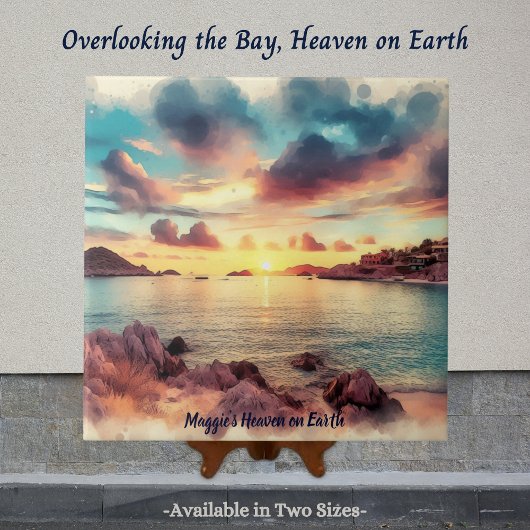 Landschaftliche Bucht, Wasserfarbe, Himmel auf Erd Fliese