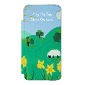 landschaftliche Darstellung niedlicher Schafe bei Incipio iPhone Geldbeutel-Hülle (Folio Vorderseite)