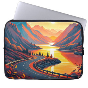 Landschaftliche Fahrt auf kurvenreicher Straße, So Laptopschutzhülle