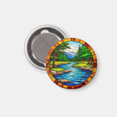 Landschaftliche Fluss- und Waldlandschaft Magnet (Vorderseite/Rückseite)