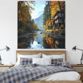 Landschaftliche Fluss- und Waldlandschaft mit rust Leinwanddruck (Insitu (Schlafzimmer))