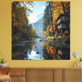 Landschaftliche Fluss- und Waldlandschaft mit rust Leinwanddruck (Insitu (Wohnzimmer))
