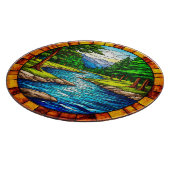 Landschaftliche Fluss- und Waldlandschaft Schneidebrett (Ecke)