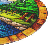 Landschaftliche Fluss- und Waldlandschaft Schneidebrett (Ecke)