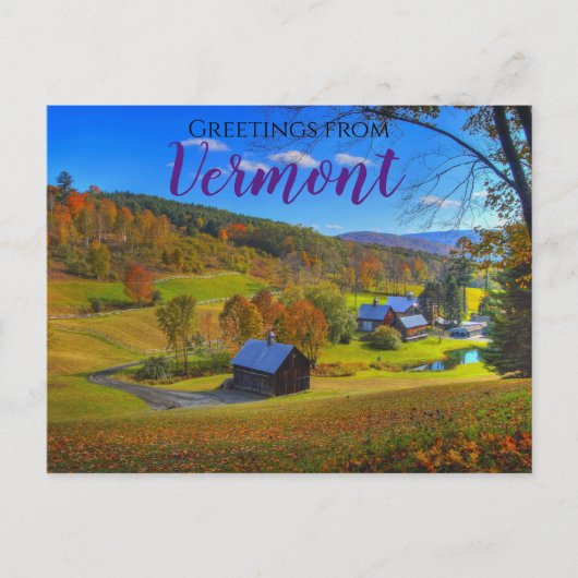 Landschaftliche Grüße von Vermont Foliage Postcard Postkarte (Vorderseite)