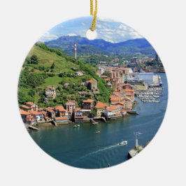 Landschaftliche Hafenstadt Pasaia, Baskenland Keramik Ornament