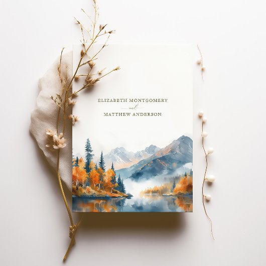 Landschaftliche Herbstgebirgsfarbe Save the Date Einladung