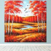 Landschaftliche Herbstlandschaft mit lebhaften Fol Leinwanddruck (Insitu (Holzboden))