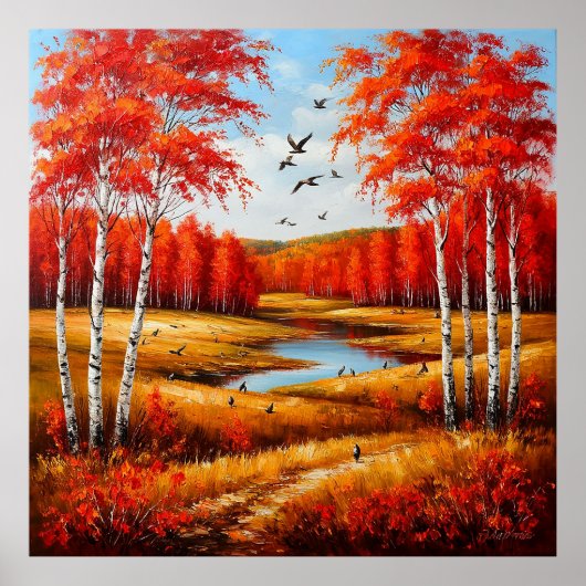 Landschaftliche Herbstlandschaft mit lebhaften Fol Poster (Vorne)