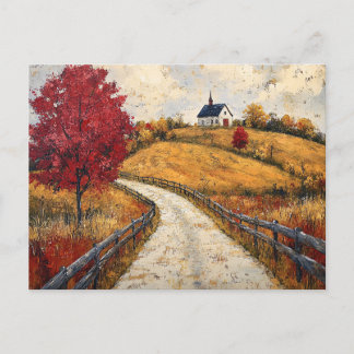 Landschaftliche Herbstlandschaft Rustikal Postkarte